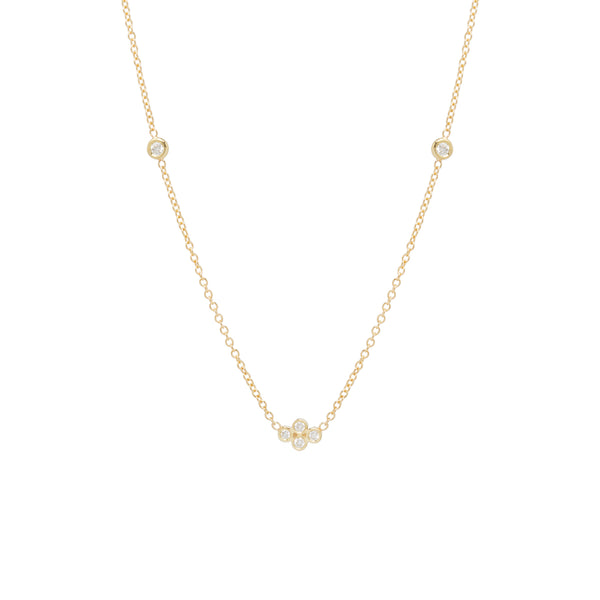 14k Diamond Bezel Quad with Floating Diamonds Necklace - SALE