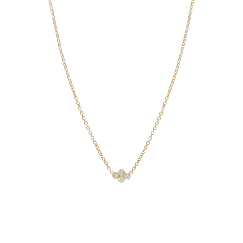 14k Tiny Diamond Bezel Quad Necklace