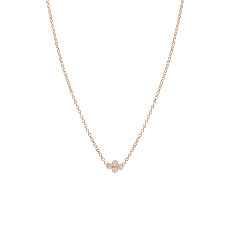 14k Tiny Diamond Bezel Quad Necklace