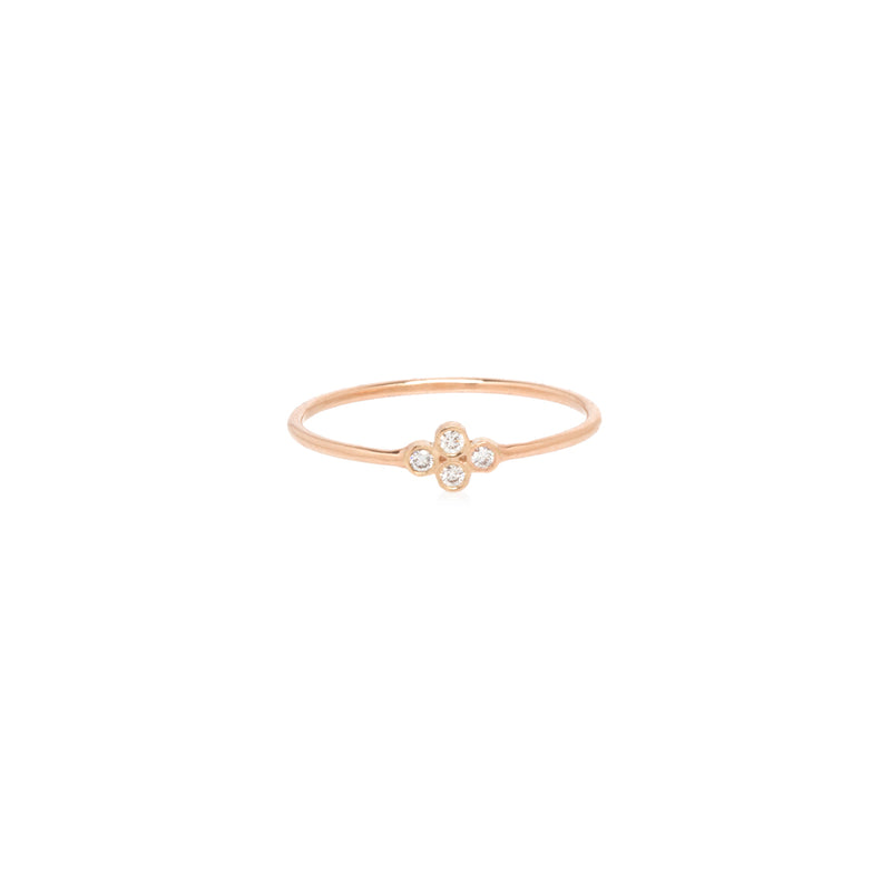 Zoë Chicco 14kt Gold Tiny Quad White Diamond Bezel Ring