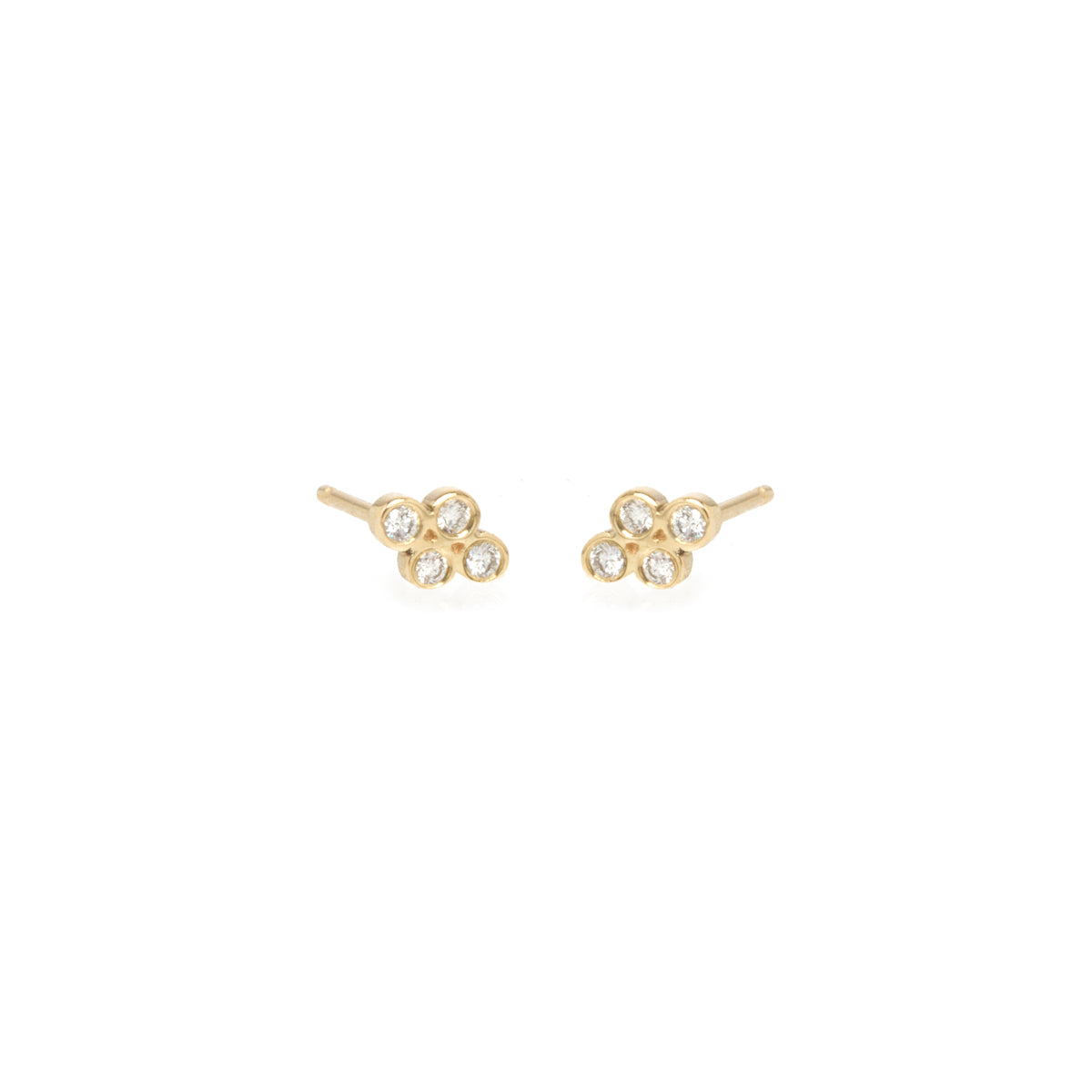 Zoë Chicco 14k Gold Tiny Quad Diamond Bezel Stud Earrings – ZOË CHICCO