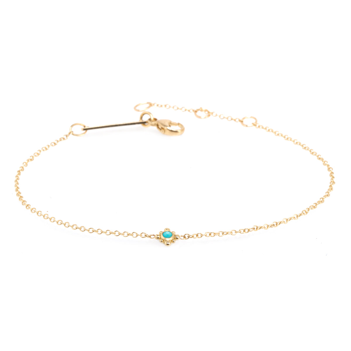 Zoë Chicco 14kt Gold Tiny Bead Turquoise Starburst Bracelet
