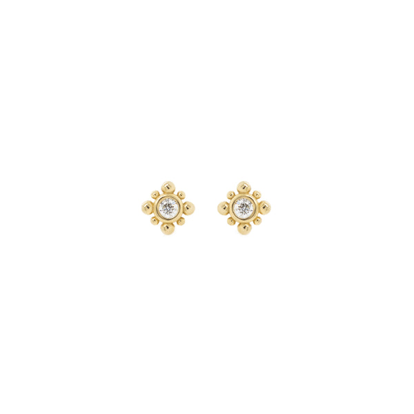 Zoë Chicco 14k Gold Tiny Bead Diamond Starburst Earrings