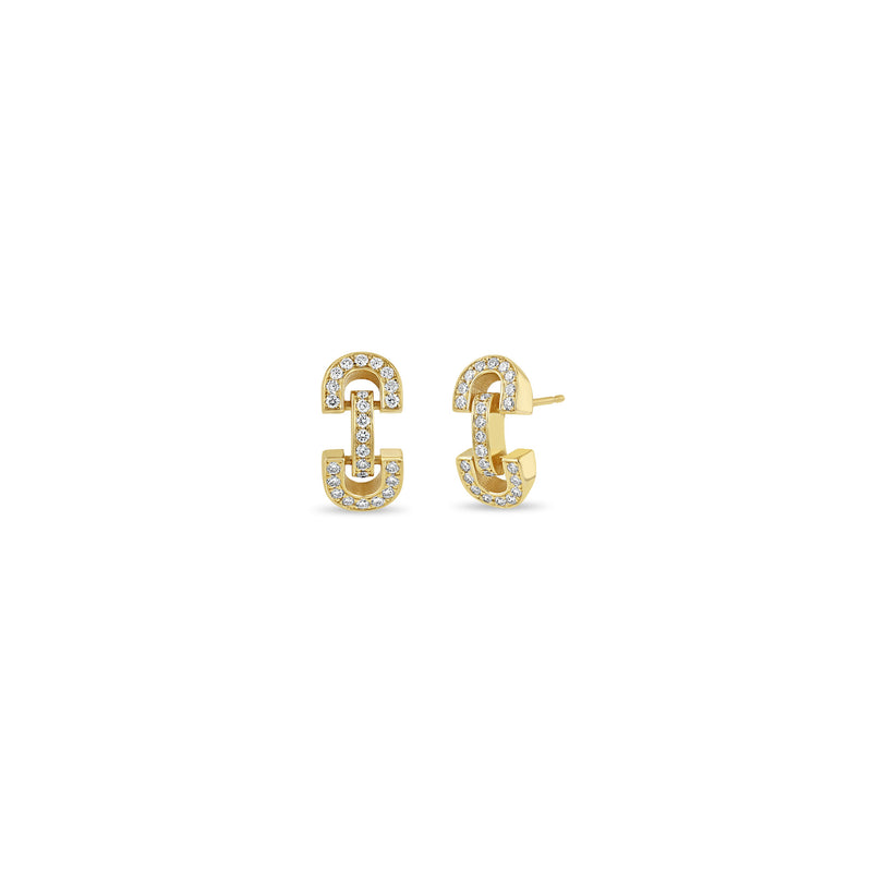 Zoë Chicco 14k Gold Vintage Pavé Diamond Horsebit Link Stud Earrings