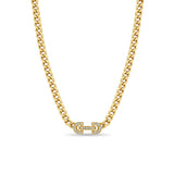 Zoë Chicco 14k Gold Vintage Pavé Diamond Horsebit Link Medium Curb Chain Necklace