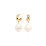 SALE - Zoë Chicco 14k Gold Chubby Huggie Hoops with Dangling Baroque Pearls