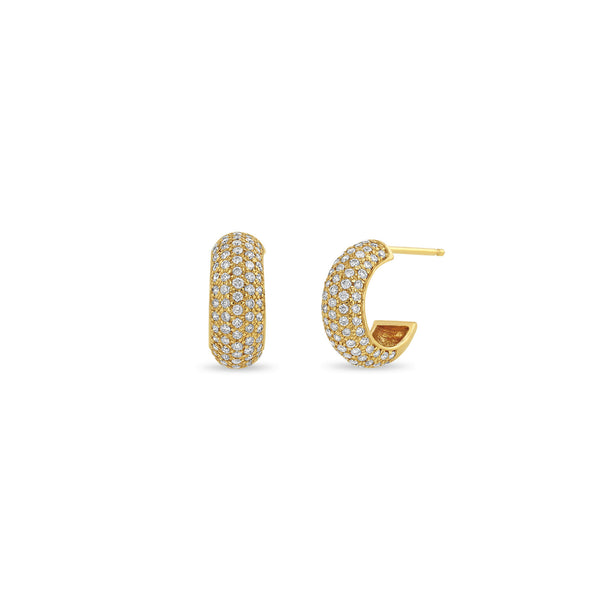 Zoë Chicco 14k Gold Pavé Diamond Wide Chubby Huggie Hoop Earrings