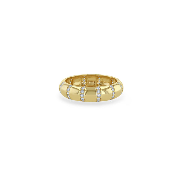 Zoë Chicco 14k Yellow  Gold Pavé Diamond Banded Half Round Ring