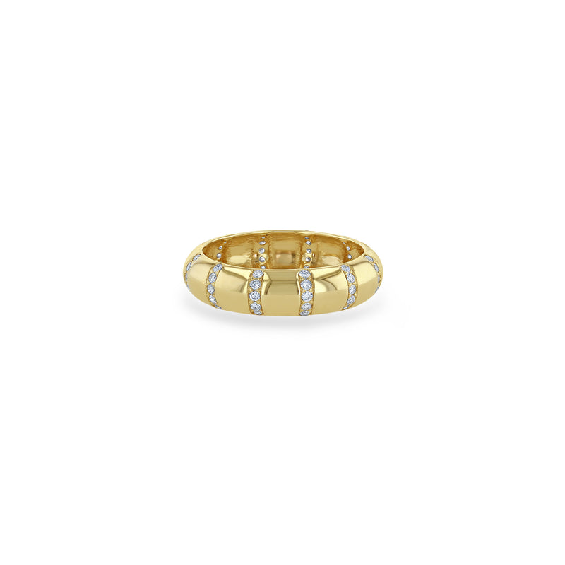Zoë Chicco 14k Yellow  Gold Pavé Diamond Banded Half Round Ring