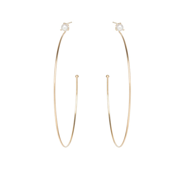 14k Pearl Extra Large Hoops - SALE
