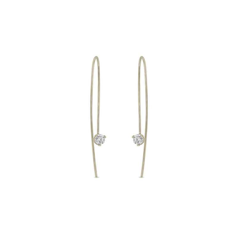 Zoë Chicco 14k Gold XL Prong Diamond Wire Threader Hook Earrings