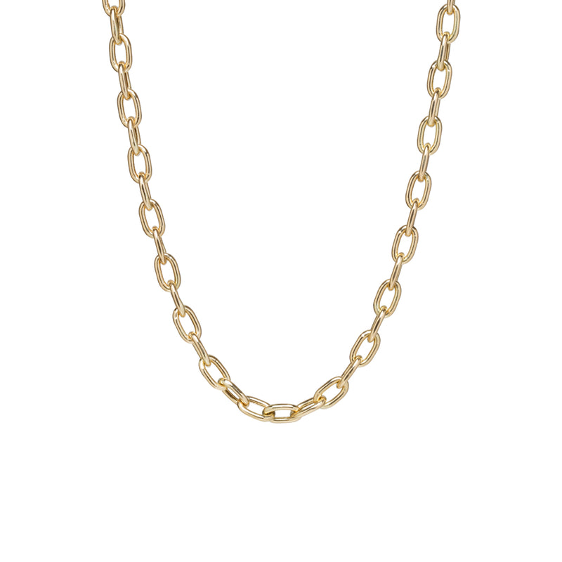 14k Gold Extra Large Square Oval Link Chain Necklace