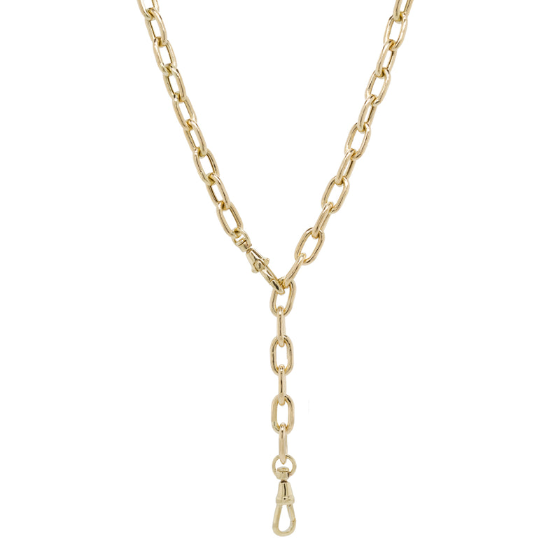 14K Gold Large Paper Clip Chain with Diamond Enhancer Necklace 14K White Gold / 24'' +$260.00