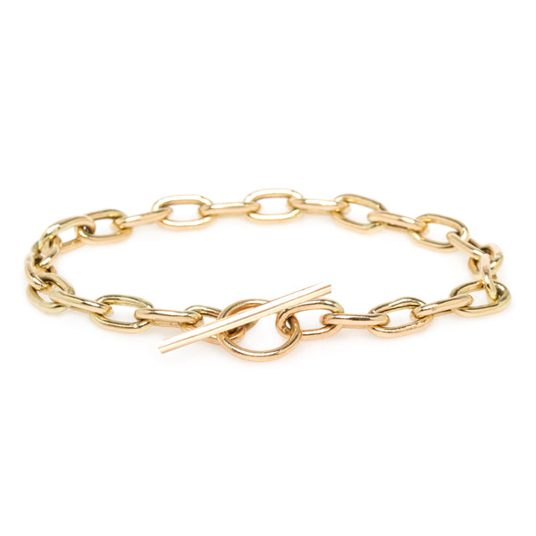 14k Extra Large Square Oval Link Chain Toggle Bracelet - SALE