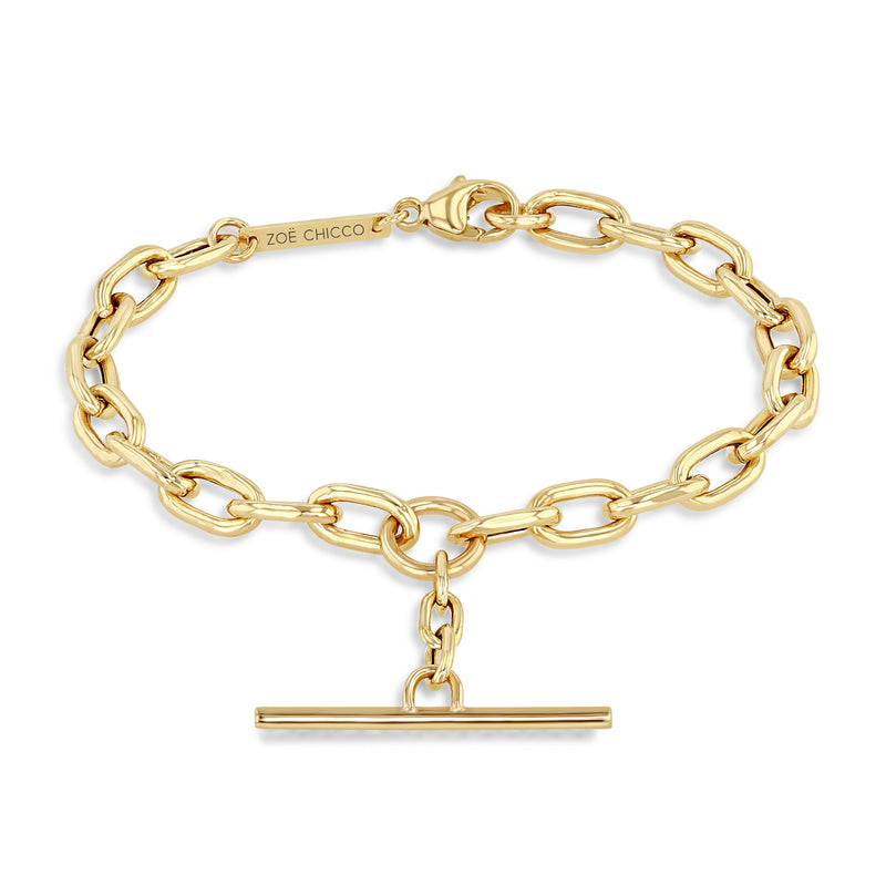 Zoë Chicco 14k Gold XL Square Oval Link Chain Faux Toggle Bracelet