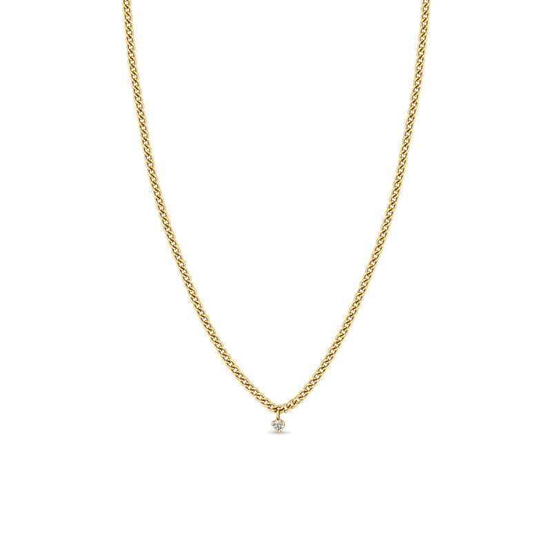 Zoë Chicco 14k Gold Prong Diamond Extra Small Curb Chain Necklace