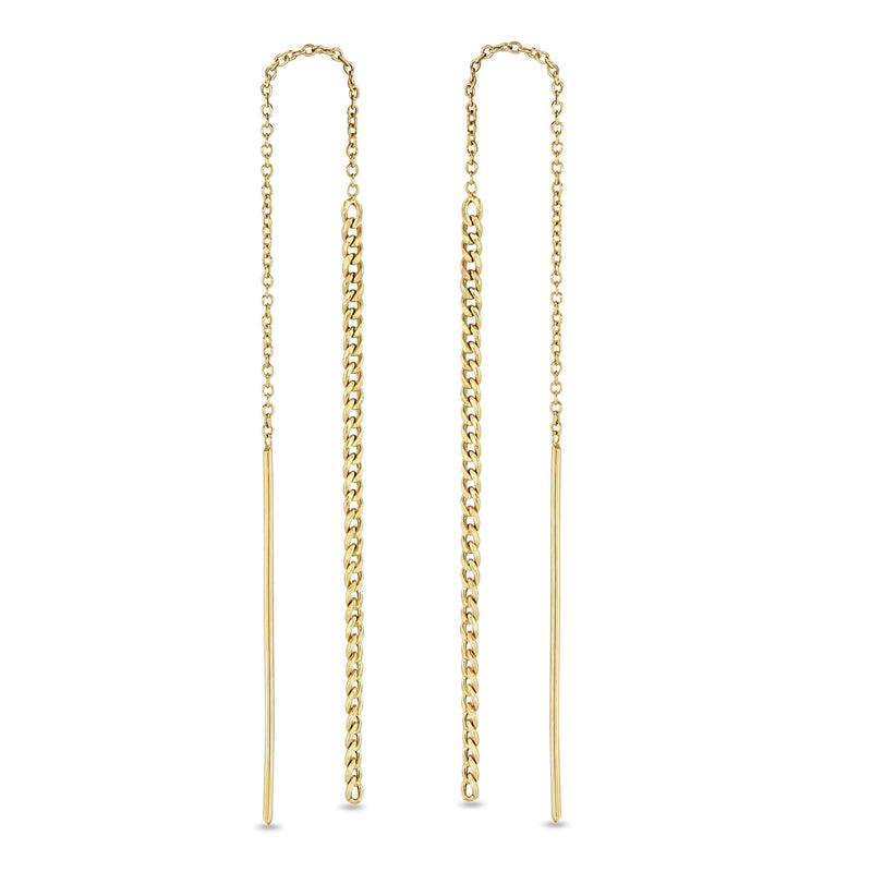 Zoë Chicco 14k Gold XS Curb Chain Drop Threader Earrings