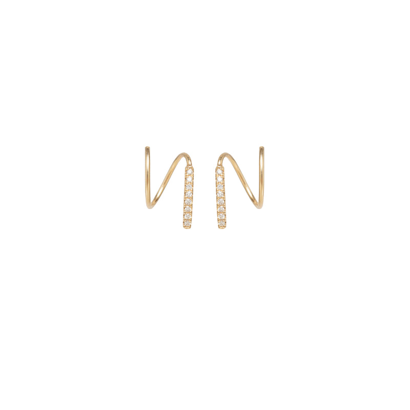 Zoë Chicco 14k Gold Pavé Diamond Bar Spiral Hoop Earrings – ZOË CHICCO