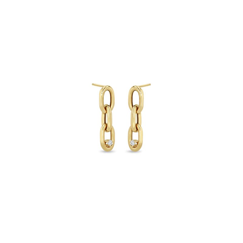 Zoë Chicco 14k Gold Prong Diamond XXL Square Oval Link Chain Drop Earrings