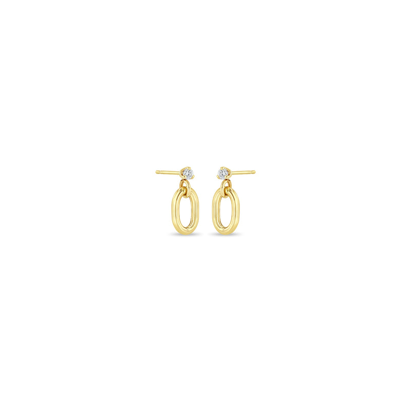 Zoë Chicco 14k Gold Prong Diamond with Single XXL Square Oval Link Earrings