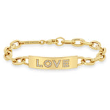 Zoë Chicco 14k Gold Pavé Diamond LOVE XXL Square Oval Chain ID Bracelet