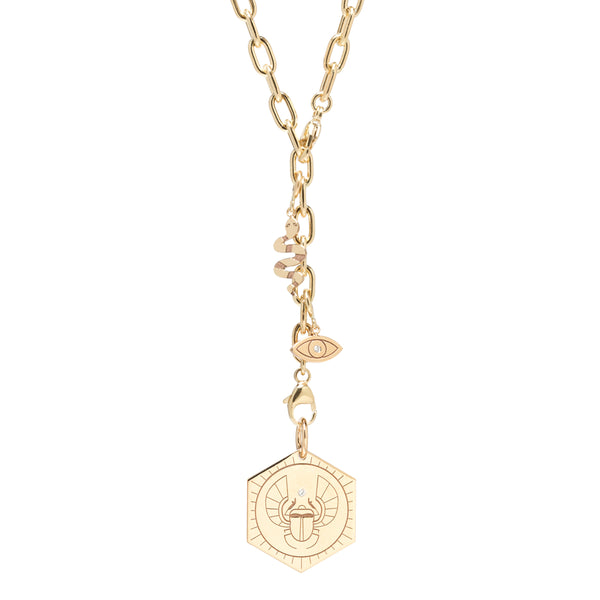 20x20 | Zoe Chicco | Jessica Malaty Rivera | 14k Adjustable Lariat Necklace with Medallion & Mixed Charms