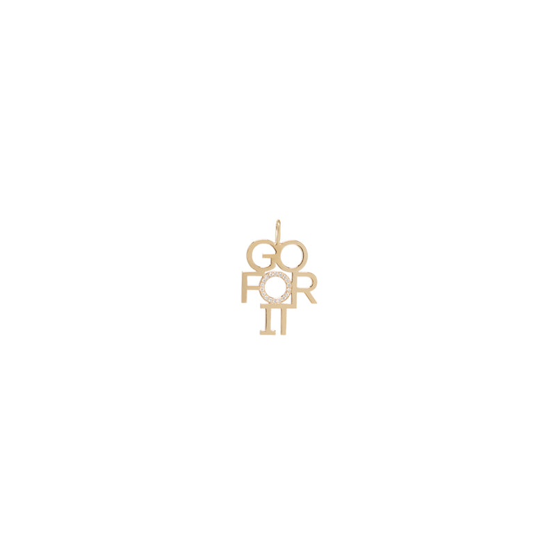 Zoe Chicco x Jenn Streicher 20x20 collaboration GO FOR IT yellow gold charm with pave diamonds