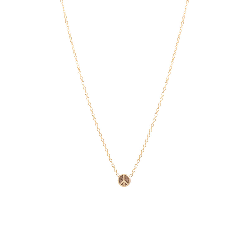 Zoë Chicco 14kt Gold Itty Bitty Peace Sign Necklace