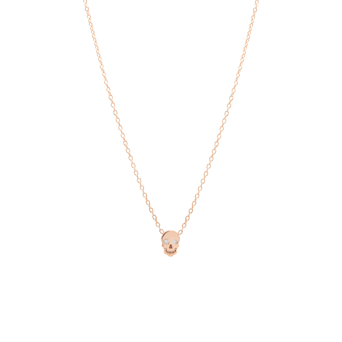 Zoë Chicco 14kt Gold White Diamond Itty Bitty Skull Necklace – ZOË