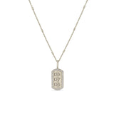 Zoë Chicco 14k Gold Engraved Date with Diamond Border X-Small Dog Tag Necklace