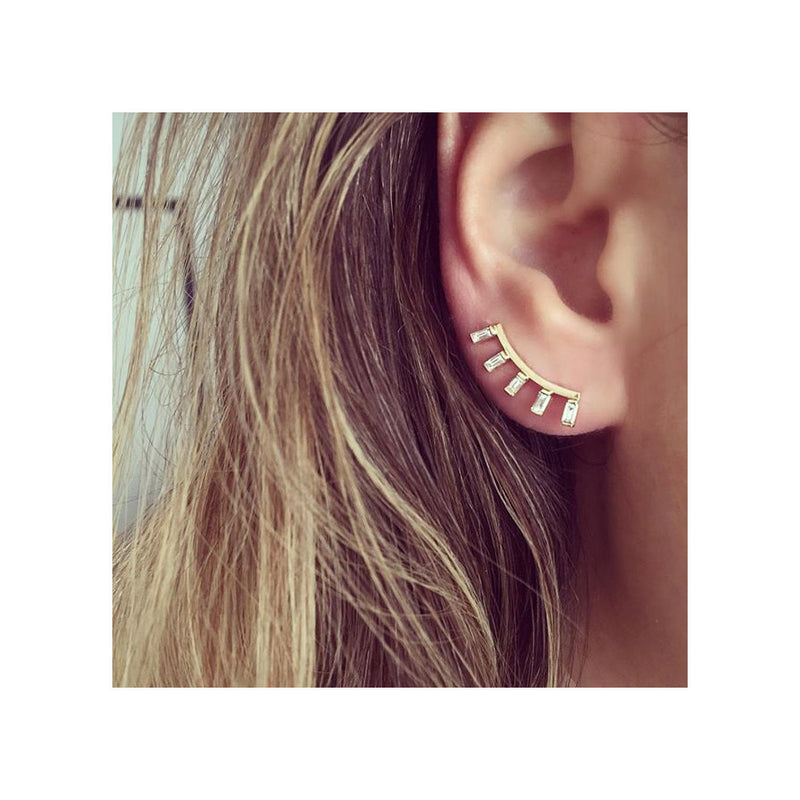 Zoë Chicco 14kt Gold White Baguette Diamond Ear Shield