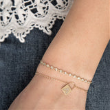 14k Pavé Diamond Initial Padlock Bracelet