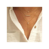 Zoë Chicco 14kt Gold 9 White Diamond Bezel Set Necklace Layered
